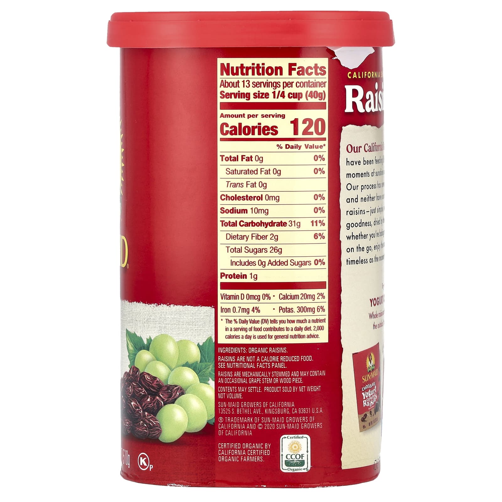 Sun-Maid, California Sun-Dried Organic Raisins, 18 oz (510 g) - Image 2