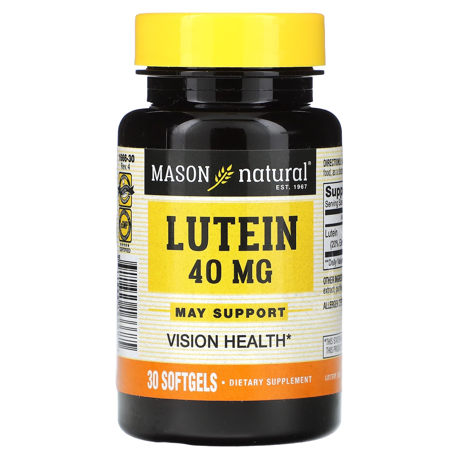 Mason Natural, Lutein, 40 mg, 30 Softgels - Image 1