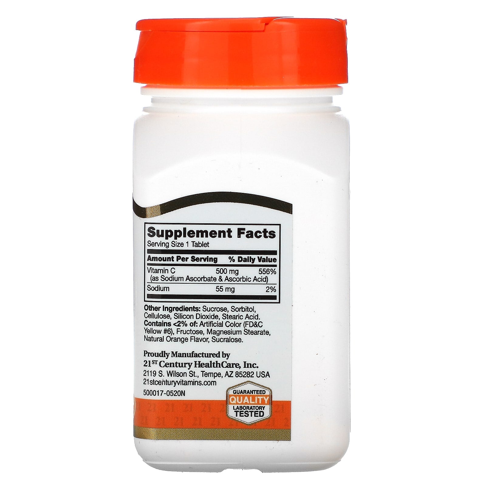 Orange Flavored Vitamin C Supplement 500mg, 110 Tablets by 21st Century - Image 2
