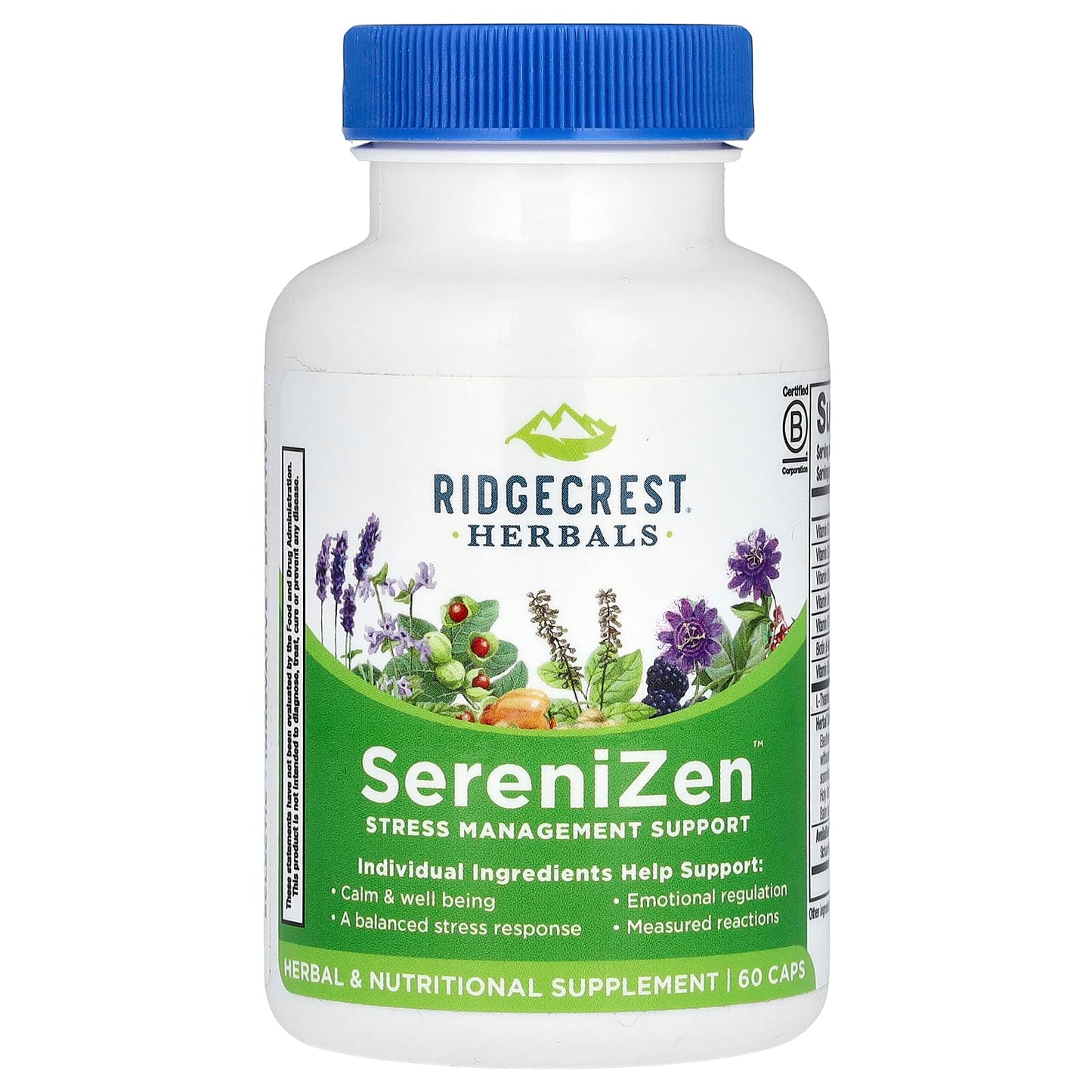 RidgeCrest Herbals, SereniZen, Stress Management Support, 60 Caps - Image 1