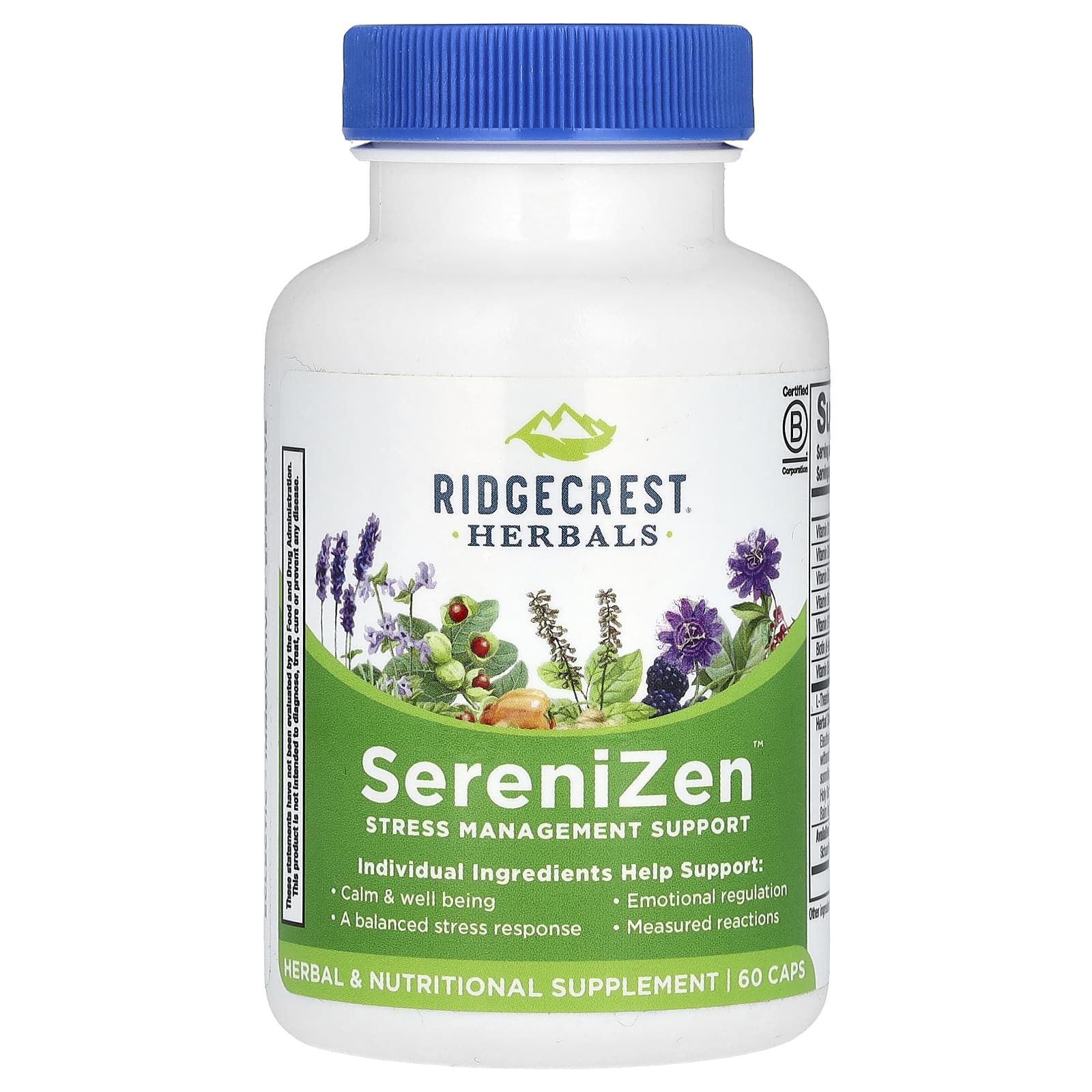 RidgeCrest Herbals, SereniZen, Stress Management Support, 60 Caps - Image 1