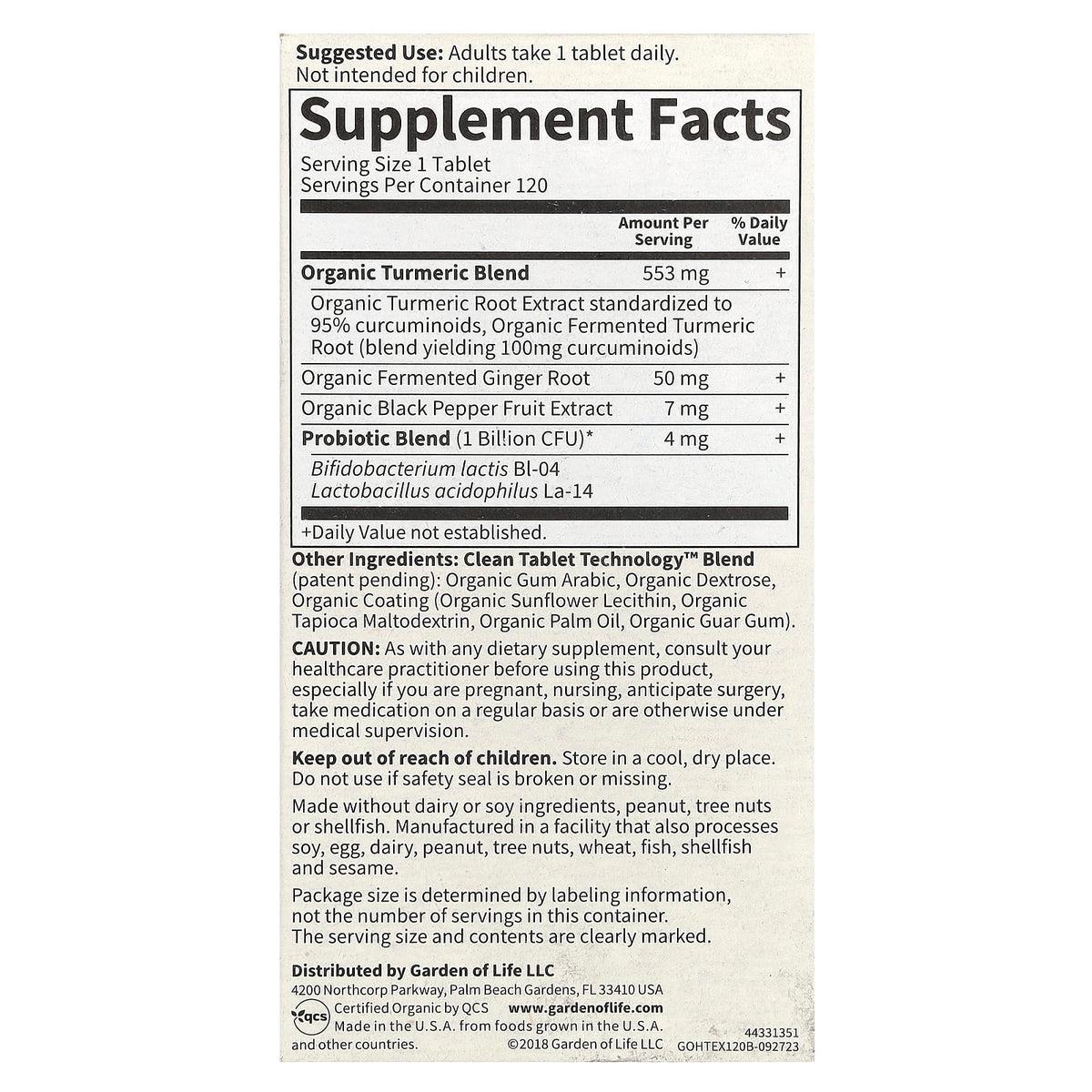 Garden of Life Extra Strength Turmeric for Inflammation & Digestion - 120 Vegan Tablets - Image 2