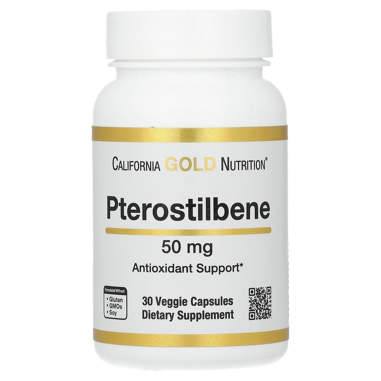 Pterostilbene Antioxidant Support - 50mg, 30 Veggie Capsules - California Gold Nutrition - Image 1
