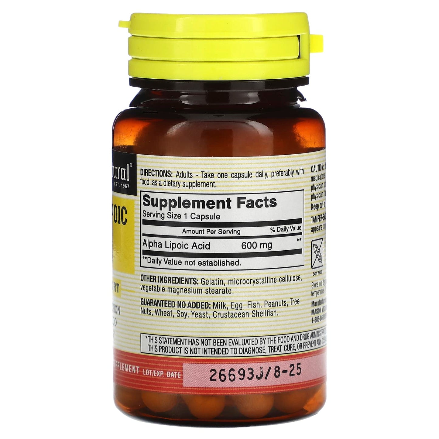 Mason Natural, Alpha-Lipoic Acid, 600 mg, 30 Capsules - Image 2