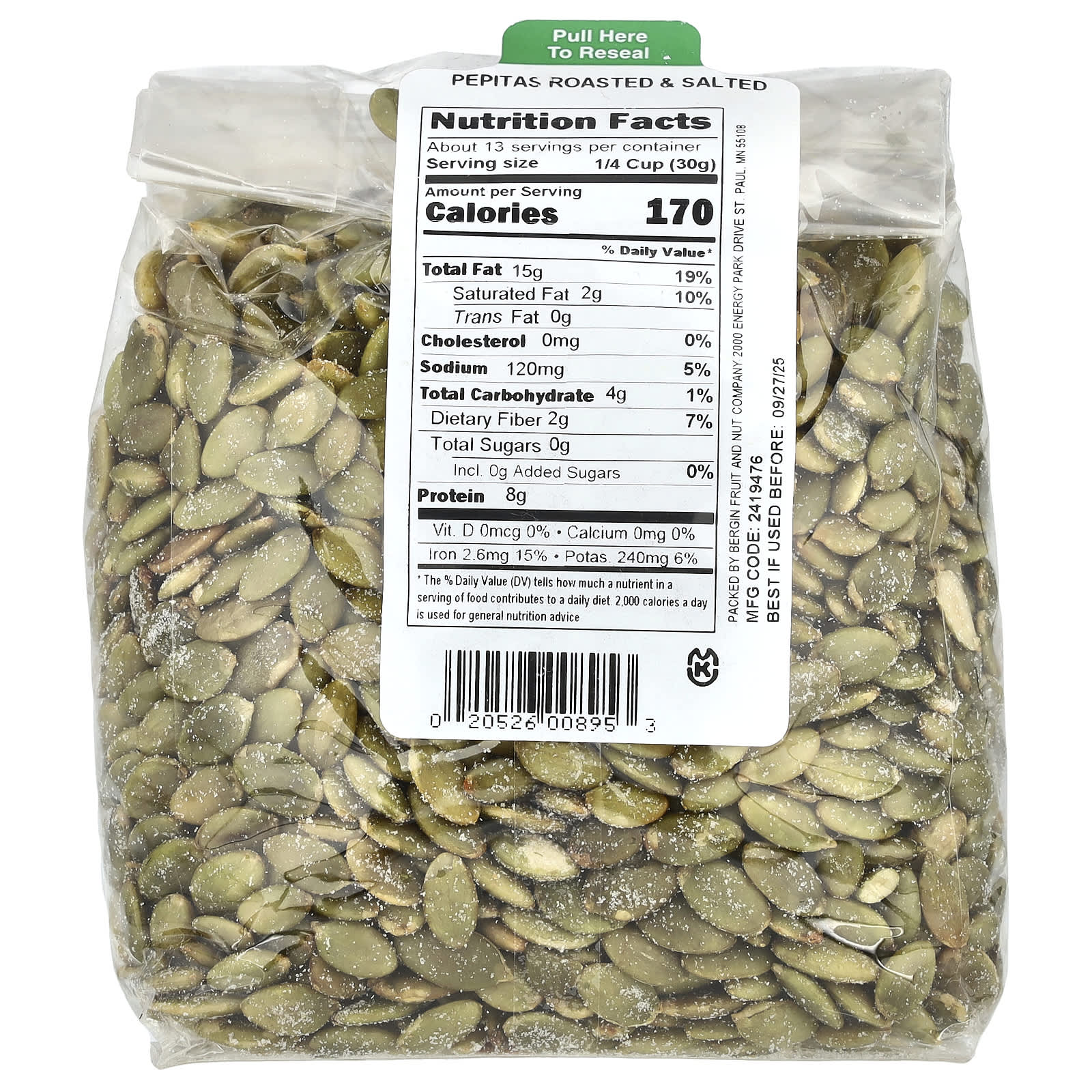 Roasted & Salted Pepitas by Bergin Fruit and Nut Company, 14 oz - Image 2