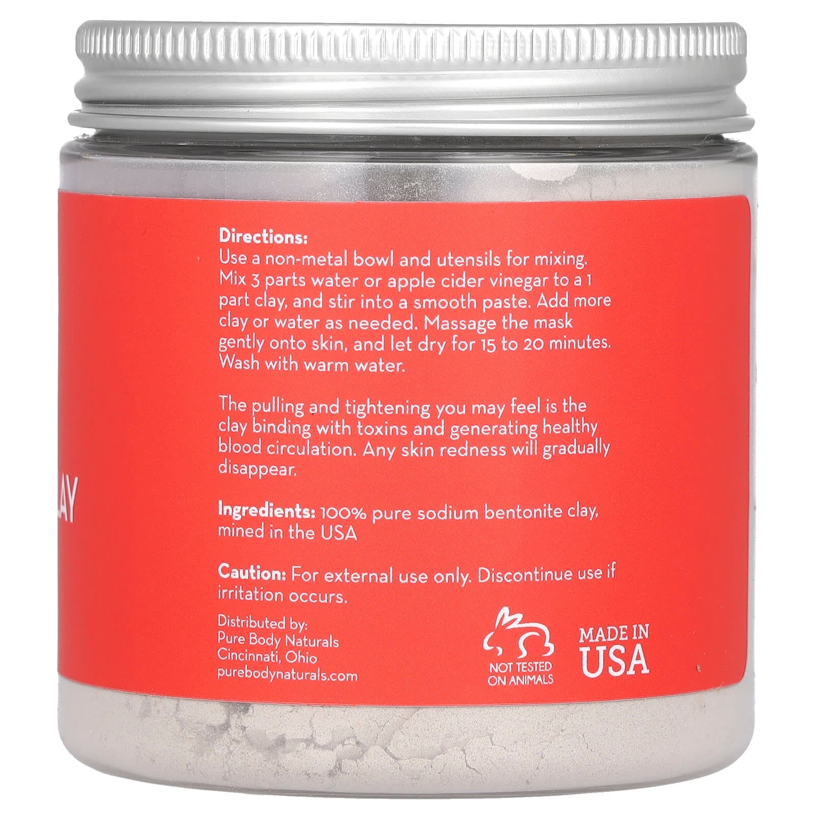Pure Body Naturals, Indian Healing Bentonite Clay Powder, 8 oz (227 g) - Image 2