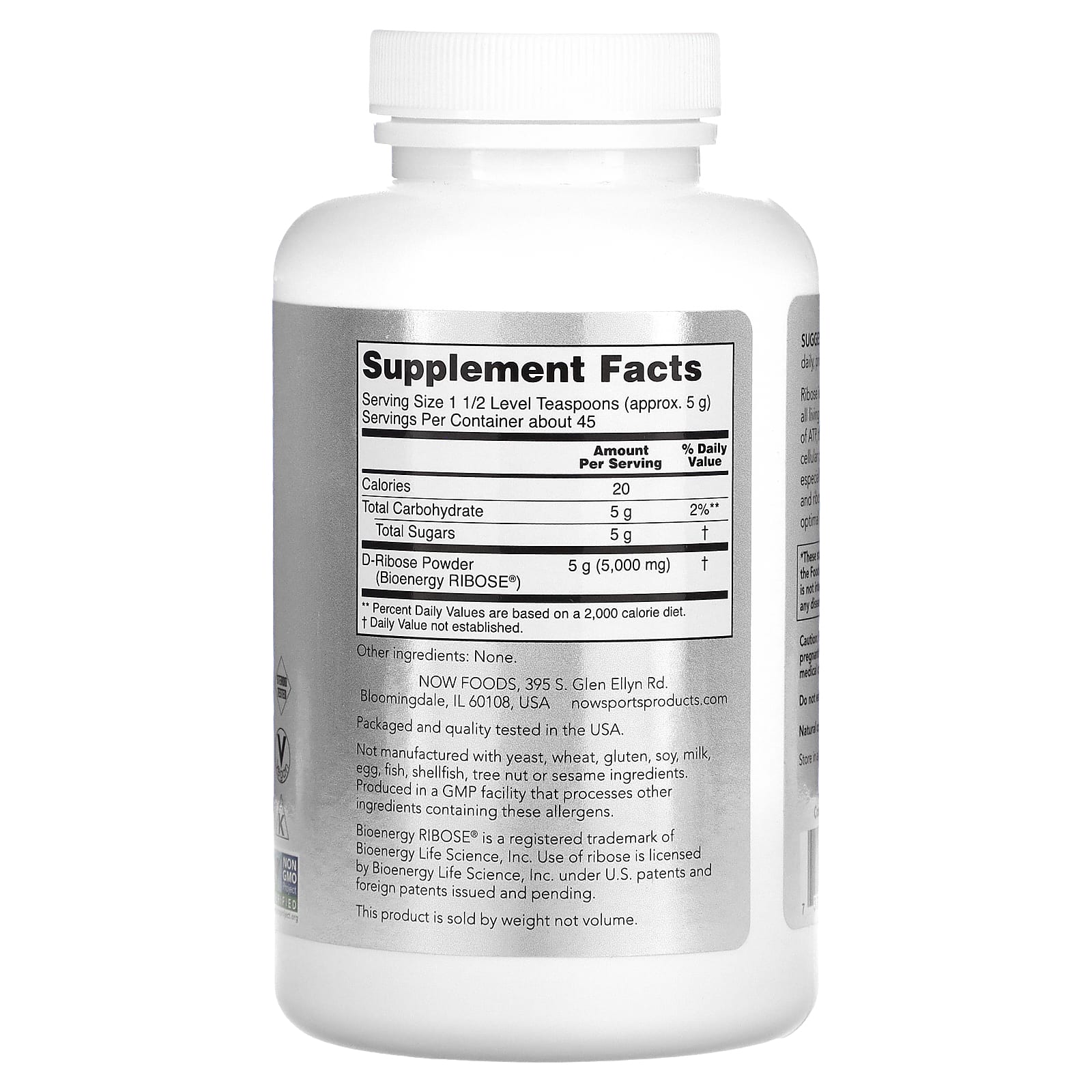 NOW Foods, Sports, D-Ribose Powder, 8 oz (227 g) - Image 2