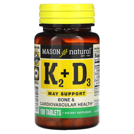 Mason Natural, Vitamin K2 Plus Vitamin D3, 100 Tablets - Image 1