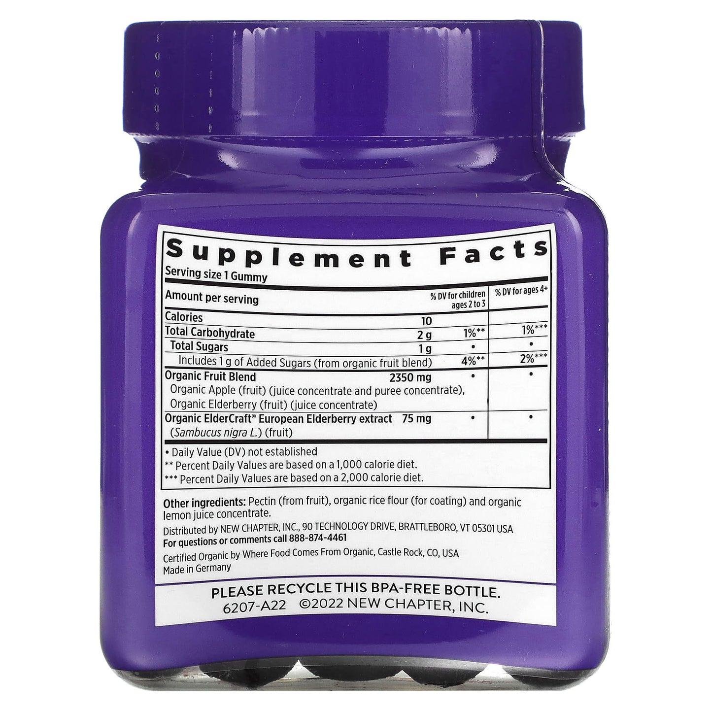 New Chapter, Kids Organic Elderberry Whole-Food Gummies, Ages 2+, 30 Vegan Gummies - Image 2