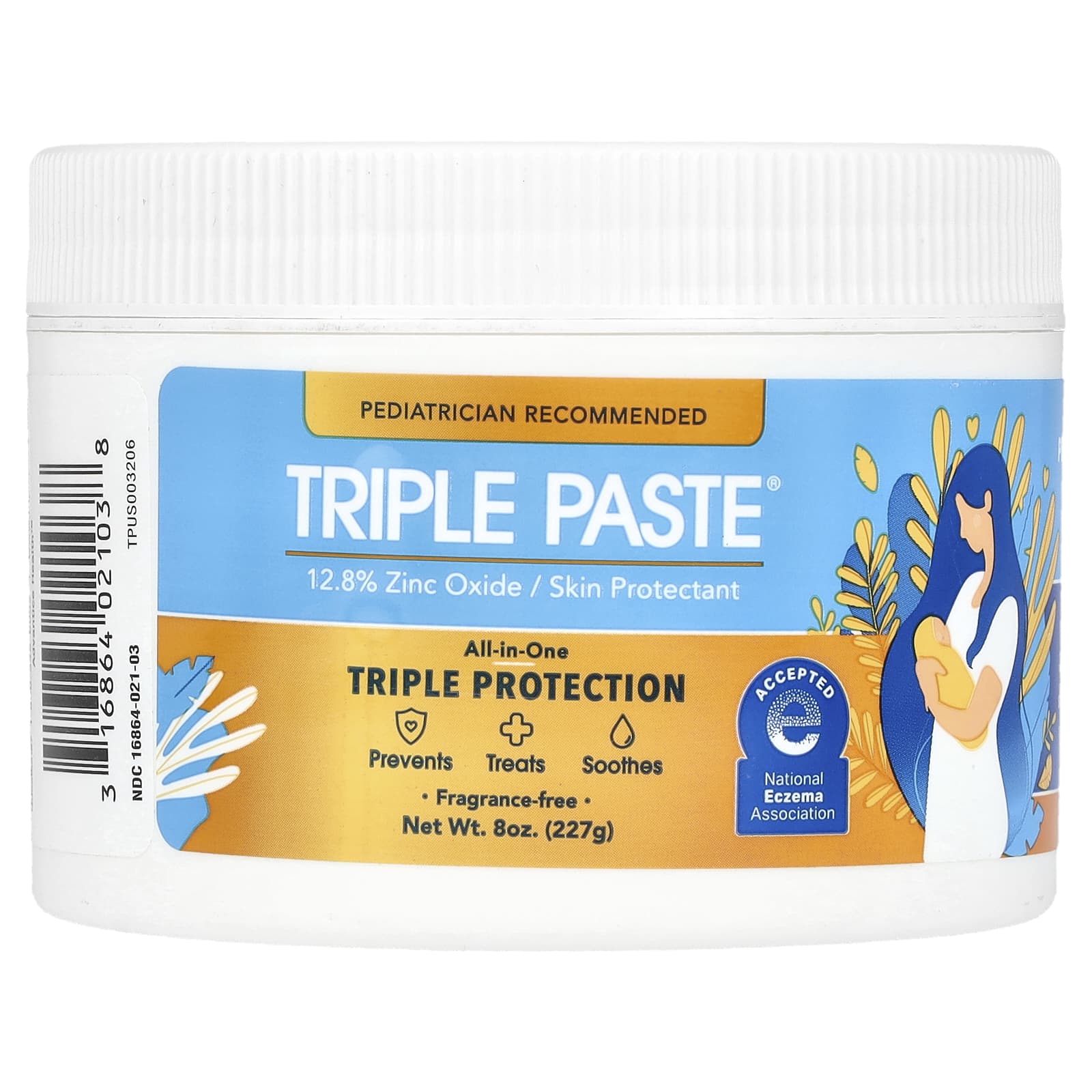 Triple Paste, Zinc Oxide Medicated Diaper Rash Ointment, Fragrance-Free, 8 oz (227 g) - Image 1