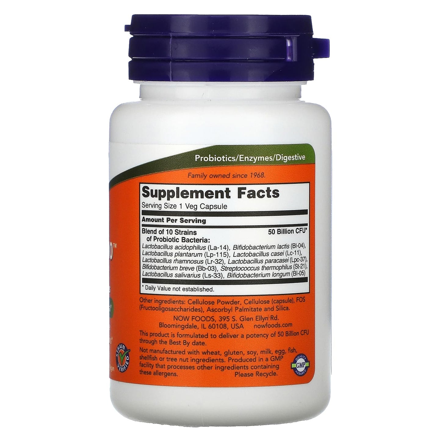 NOW Foods, Probiotic-10, 50 Billion, 50 Veg Capsules - Image 2