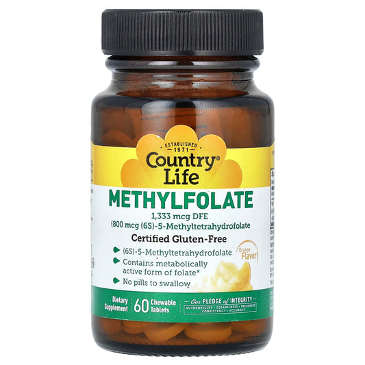 Country Life Methylfolate 1333 mcg DFE Orange Chewable Tablets - Image 1