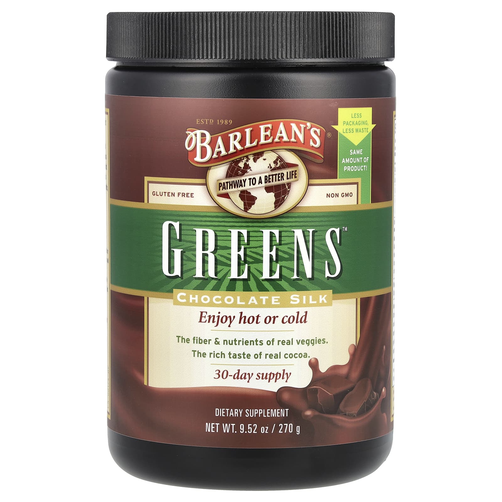 Delicious and Nutritious Barlean's Chocolate Silk Greens - Image 1