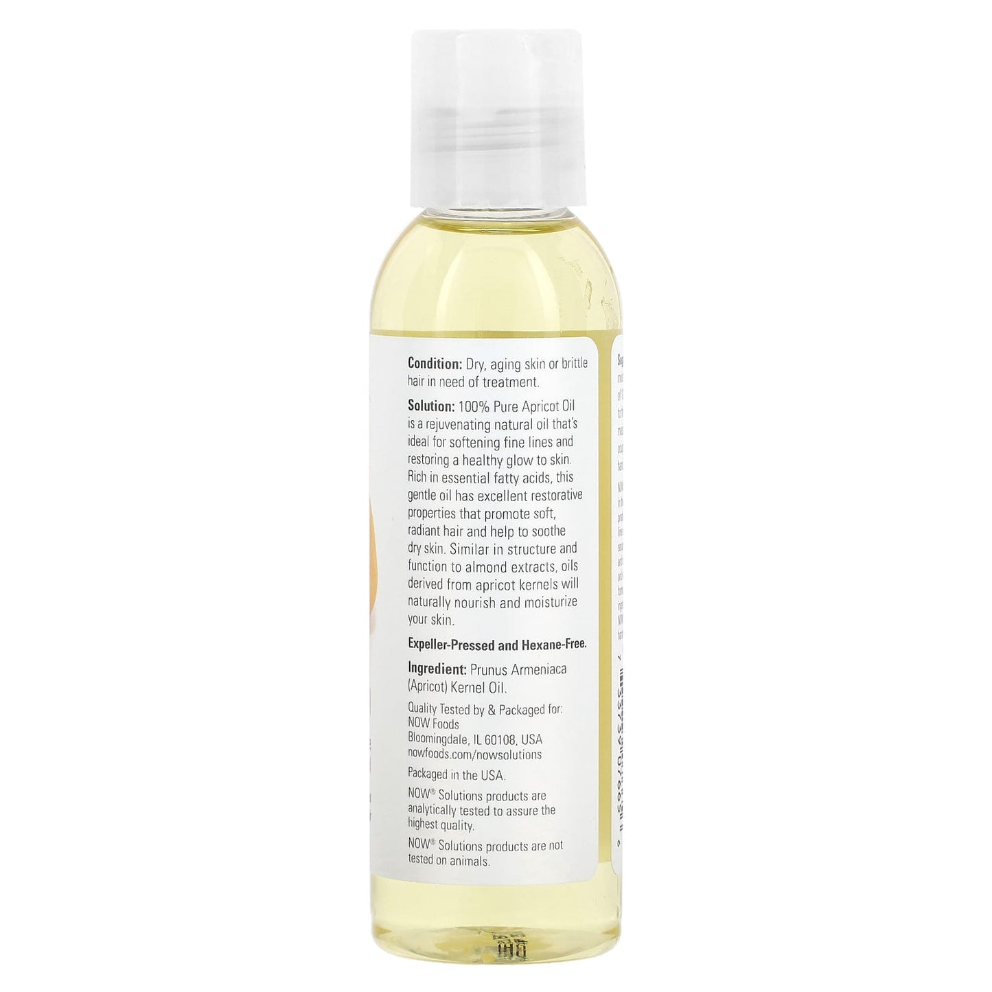 NOW Foods, Solutions, Apricot Oil, 4 fl oz (118 ml) - Image 2