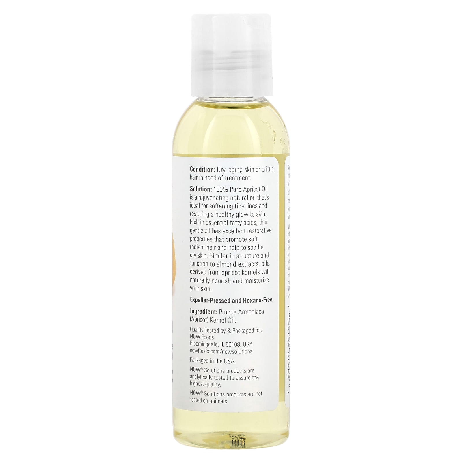 NOW Foods, Solutions, Apricot Oil, 4 fl oz (118 ml) - Image 2