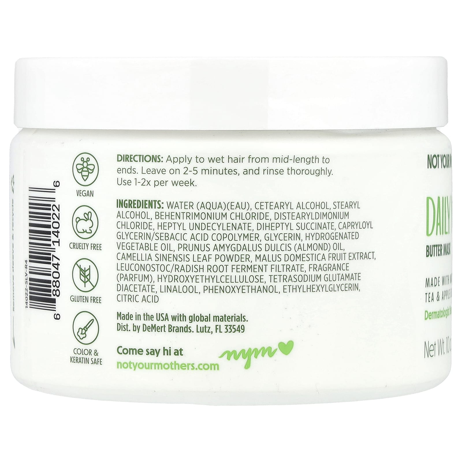 Not Your Mother's, Daily Nutrition Butter Mask, Matcha Green Tea & Apple Blossom, 10 oz (283 g) - Image 2