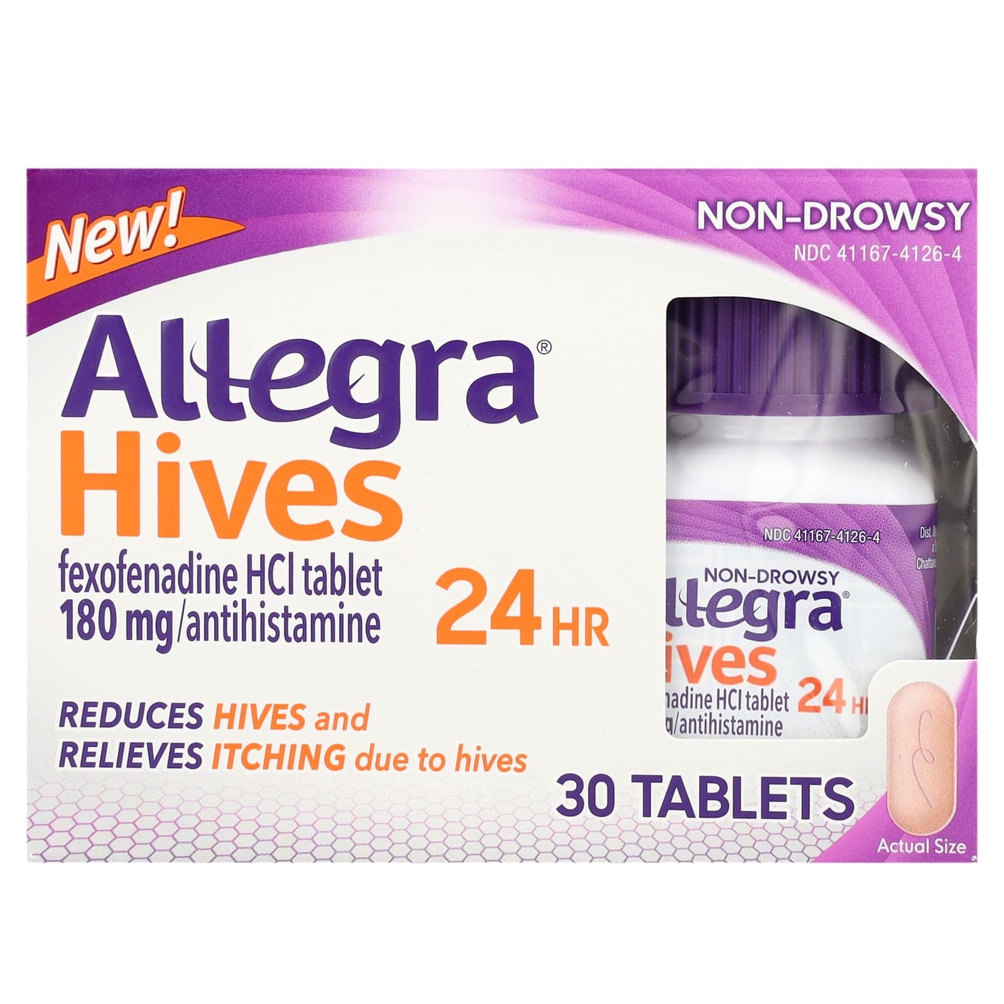 Allegra 24-Hour Hives Relief Tablets, 180mg, 30 Count - Image 1