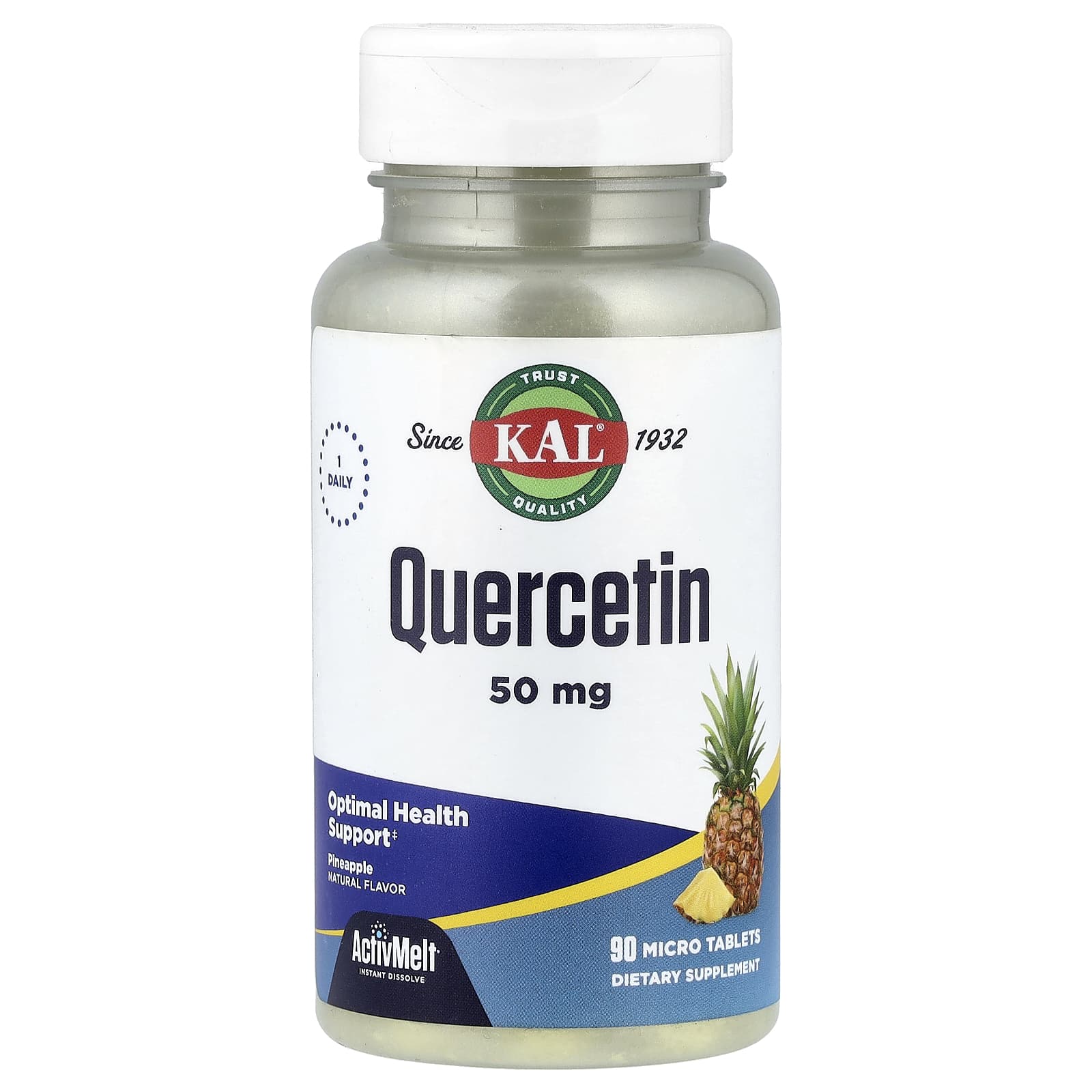 KAL, Quercetin, Pineapple, 50 mg, 90 Micro Tablets - Image 1