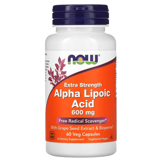 NOW Foods, Alpha Lipoic Acid, Extra Strength, 600 mg, 60 Veg Capsules - Image 1