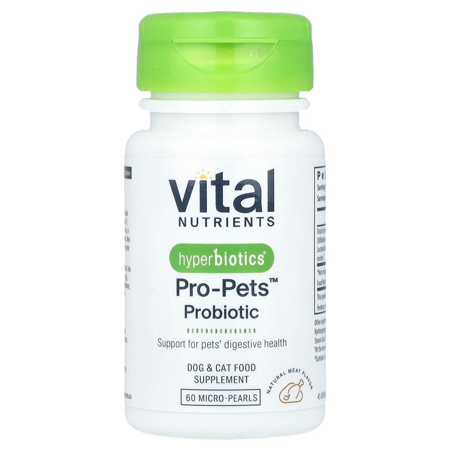 Vital Nutrients, Hyperbiotics®, Pro-Pets™ Probiotic, For Dogs & Cats, Natural Meat, 60 Micro-Pearls