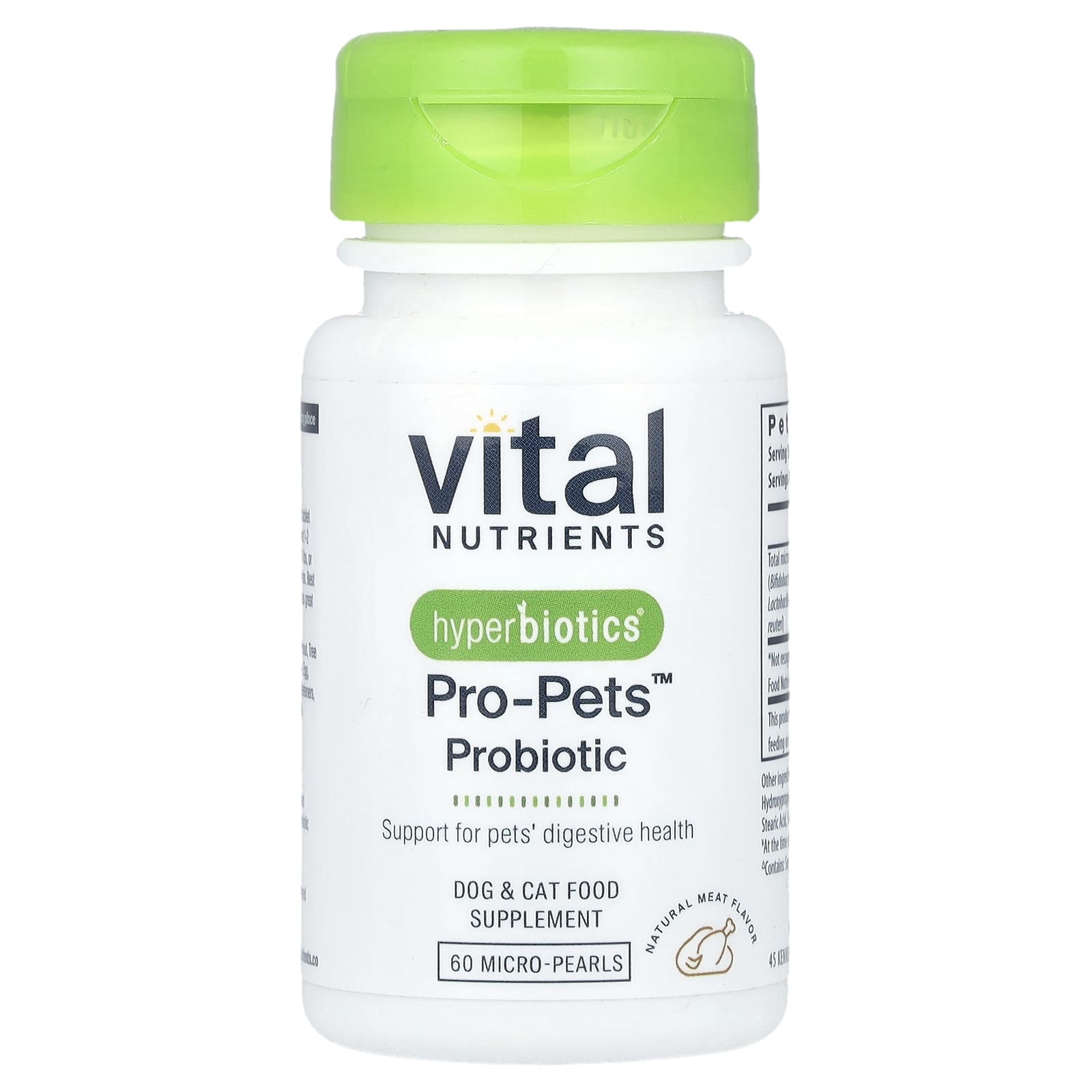 Vital Nutrients, Hyperbiotics®, Pro-Pets™ Probiotic, For Dogs & Cats, Natural Meat, 60 Micro-Pearls