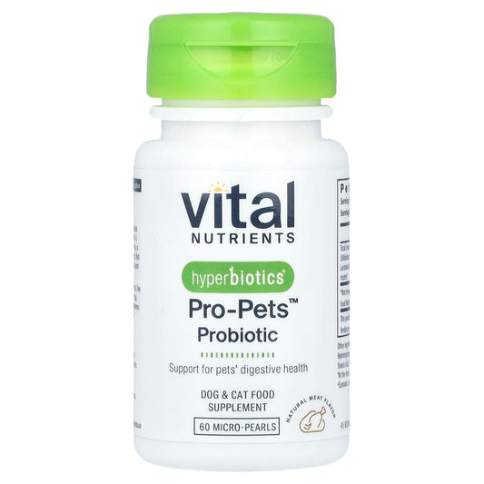 Vital Nutrients, Hyperbiotics®, Pro-Pets™ Probiotic, For Dogs & Cats, Natural Meat, 60 Micro-Pearls