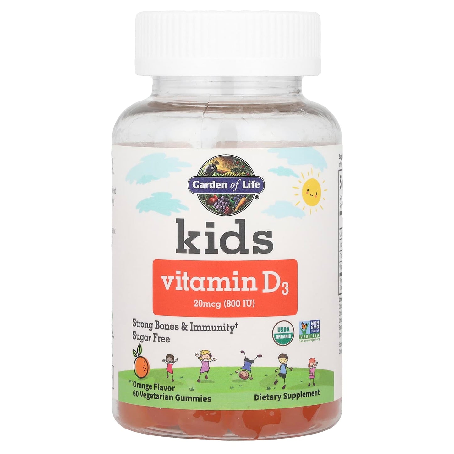 Garden of Life Kids Vitamin D3, 800 IU, 60 USDA Organic Gummies - Image 1