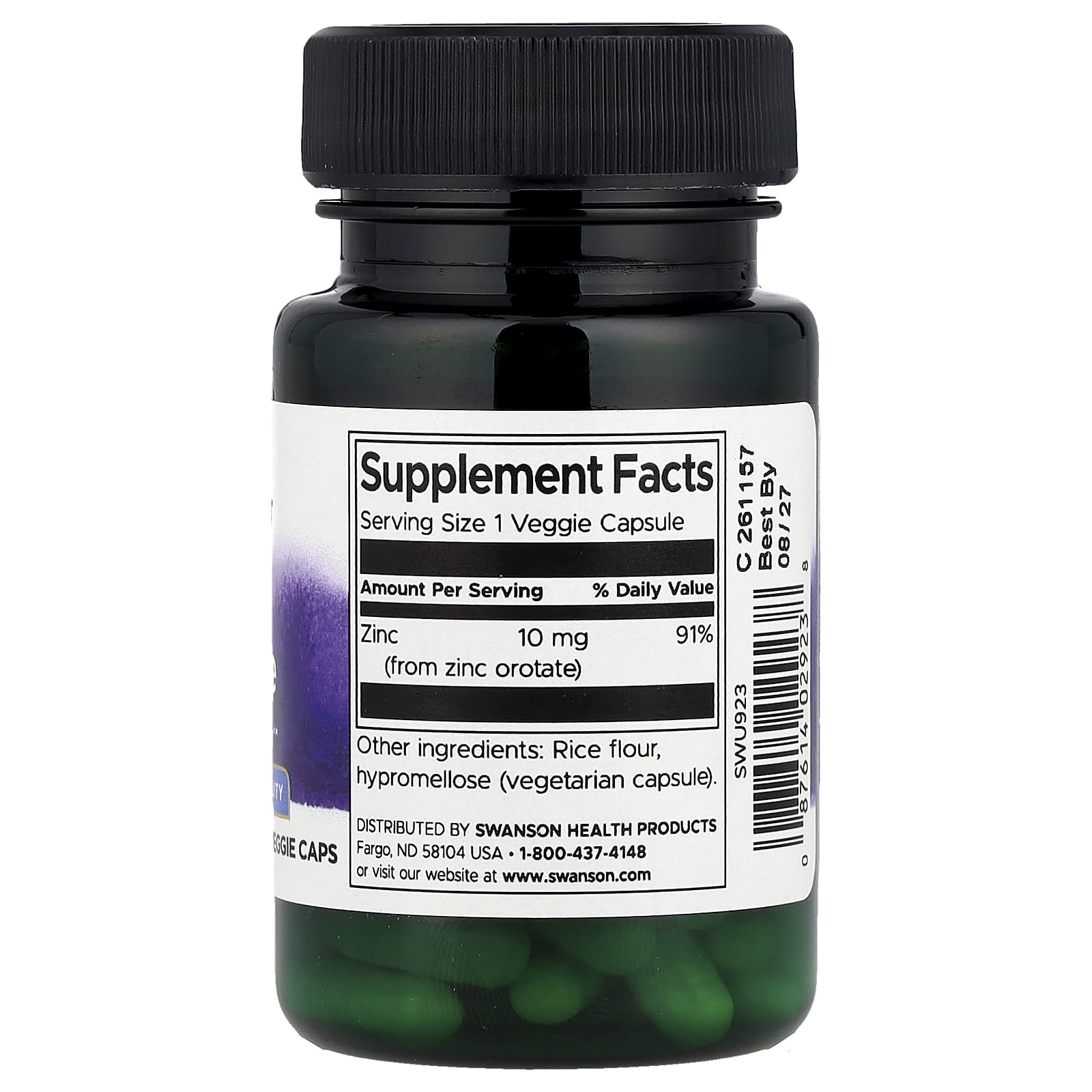 Swanson, Zinc Orotate, 60 Veggie Caps (10 mg per Cap) - Image 2