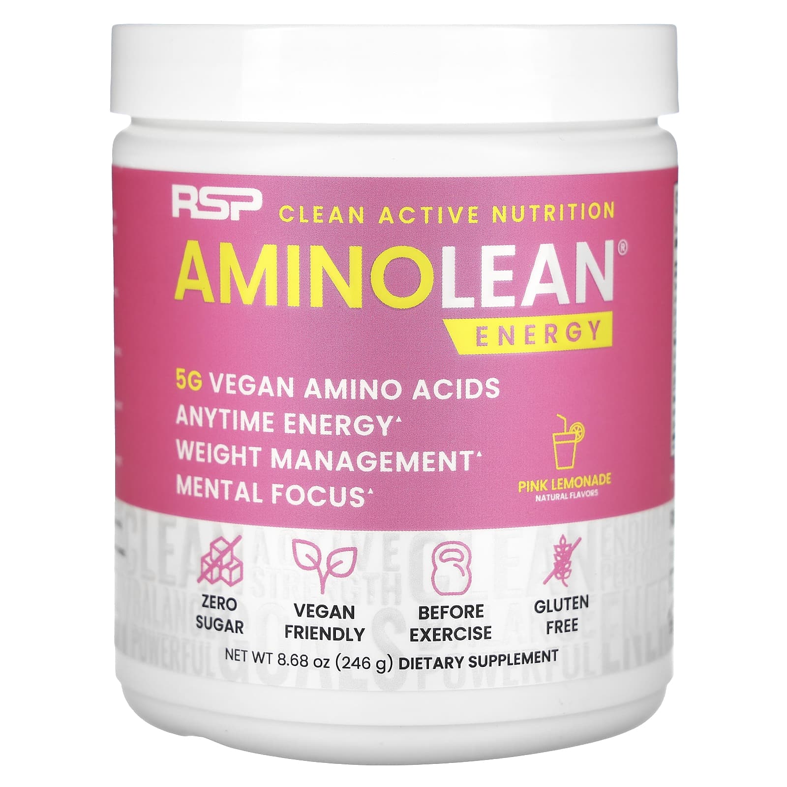 RSP Nutrition, AminoLean, Energy, Pink Lemonade, 8.68 oz (246 g) - Image 1