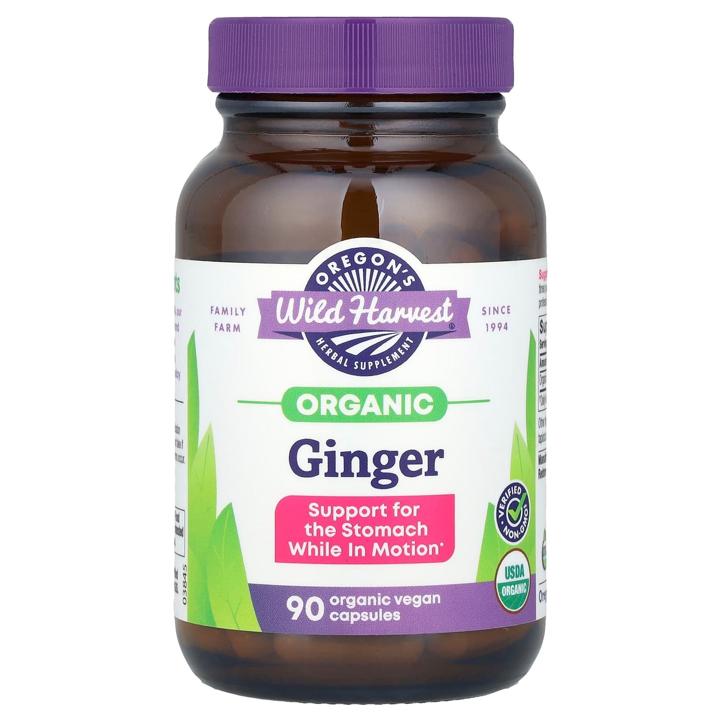 Oregon's Wild Harvest, Organic Ginger, 90 Vegan Capsules (500 mg per Capsule) - Image 1