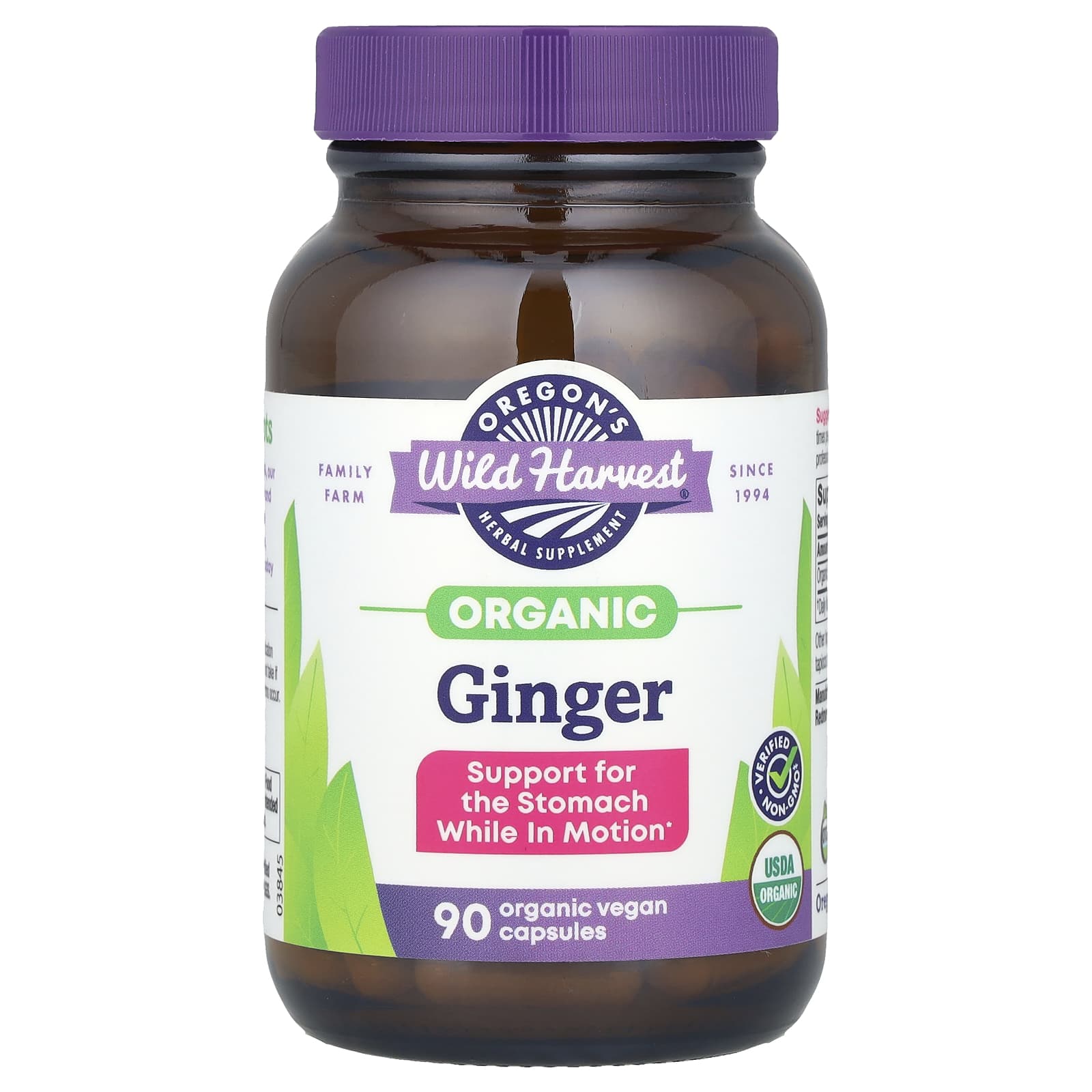 Oregon's Wild Harvest, Organic Ginger, 90 Vegan Capsules (500 mg per Capsule) - Image 1