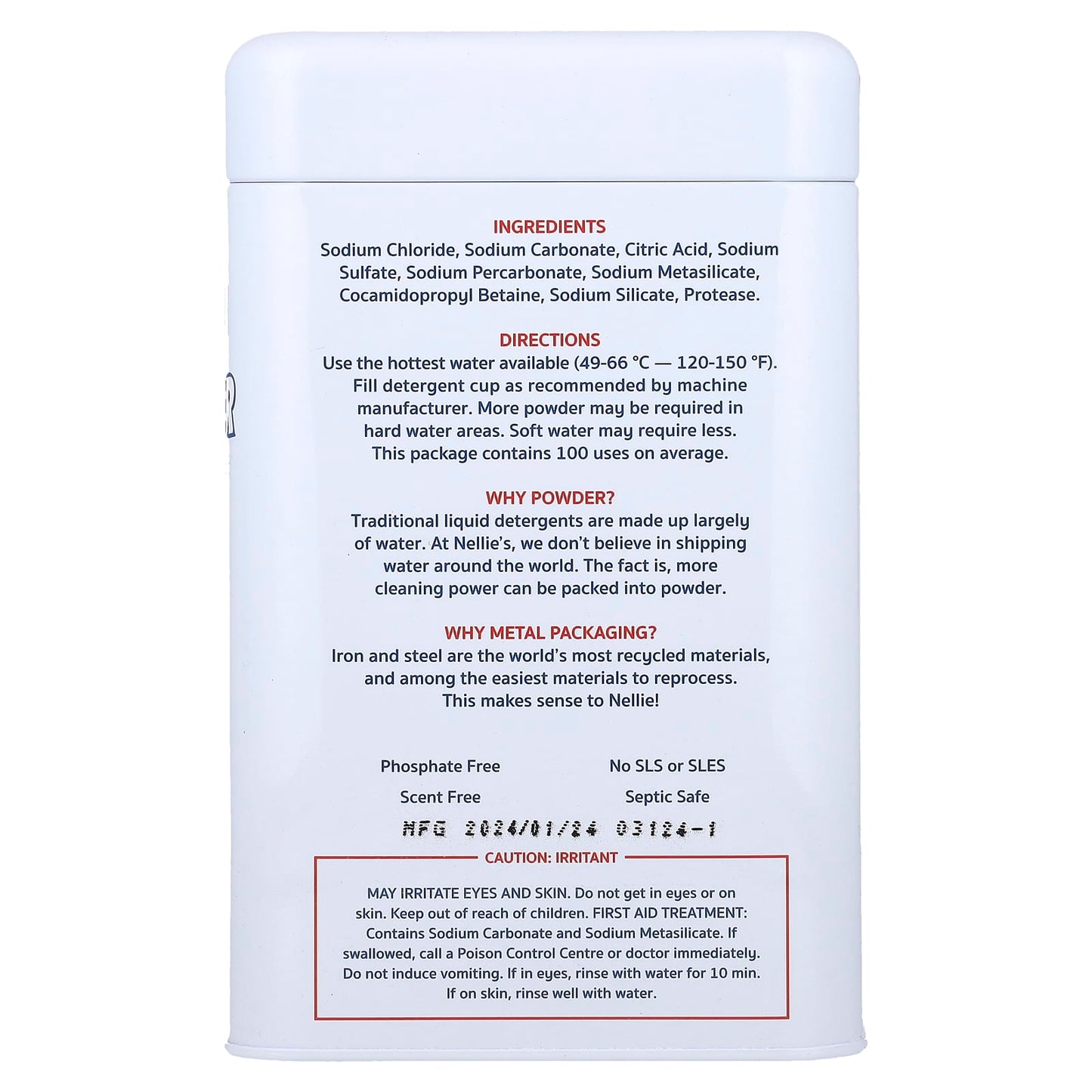 Nellie's, Dishwasher Powder, 3.5 lb (1.6 kg) - Image 2