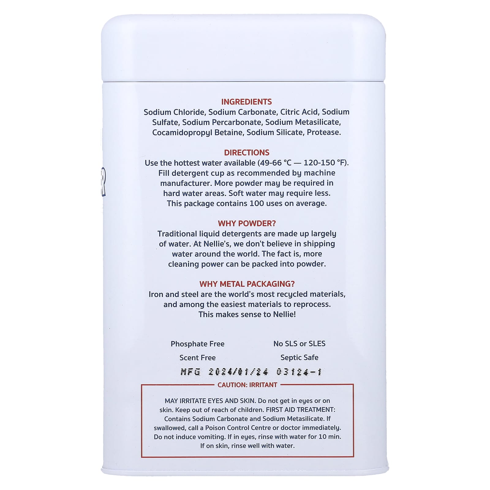 Nellie's, Dishwasher Powder, 3.5 lb (1.6 kg) - Image 2
