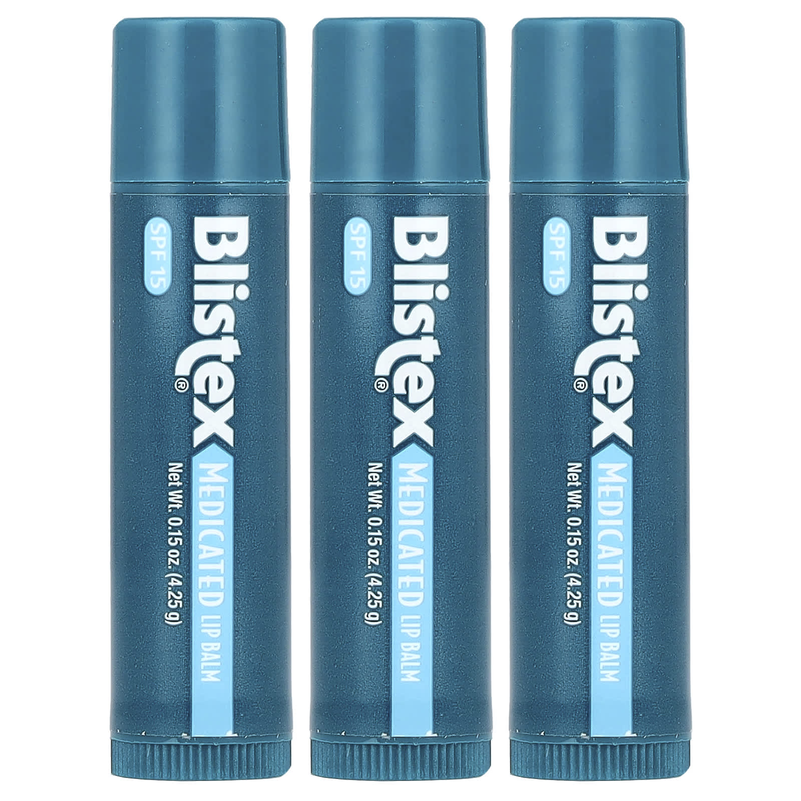 Blistex Medicated Lip Balm, SPF 15, 3-Pack Protectant & Sunscreen - Image 1