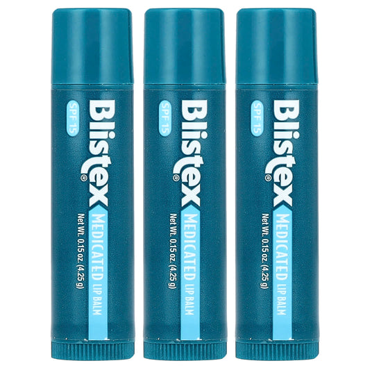 Blistex Medicated Lip Balm, SPF 15, 3-Pack Protectant & Sunscreen - Image 1