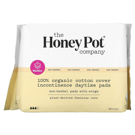 The Honey Pot Company, 100% Organic Cotton Cover Incontinence Daytime Pads, 16 Count - Image 1