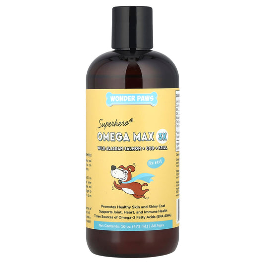 Wonder Paws, Superhero® Omega Max 3X, Wild Alaskan Salmon + Cod + Krill, For Dogs, All Ages, 16 oz (473 ml) - Image 1