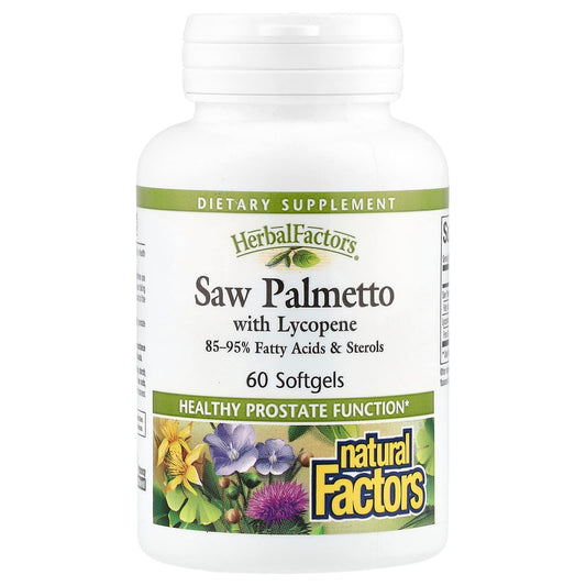 Natural Factors, HerbalFactors®, Saw Palmetto with Lycopene, 60 Softgels - Image 1