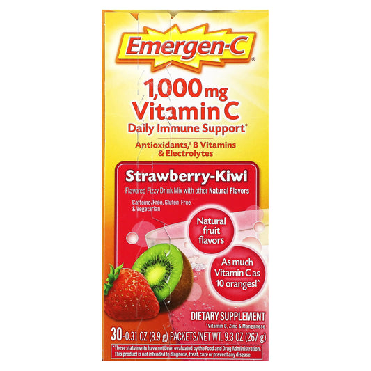 Emergen-C Strawberry-Kiwi Vitamin C Supplement 1,000mg, 30 Packets - Image 1