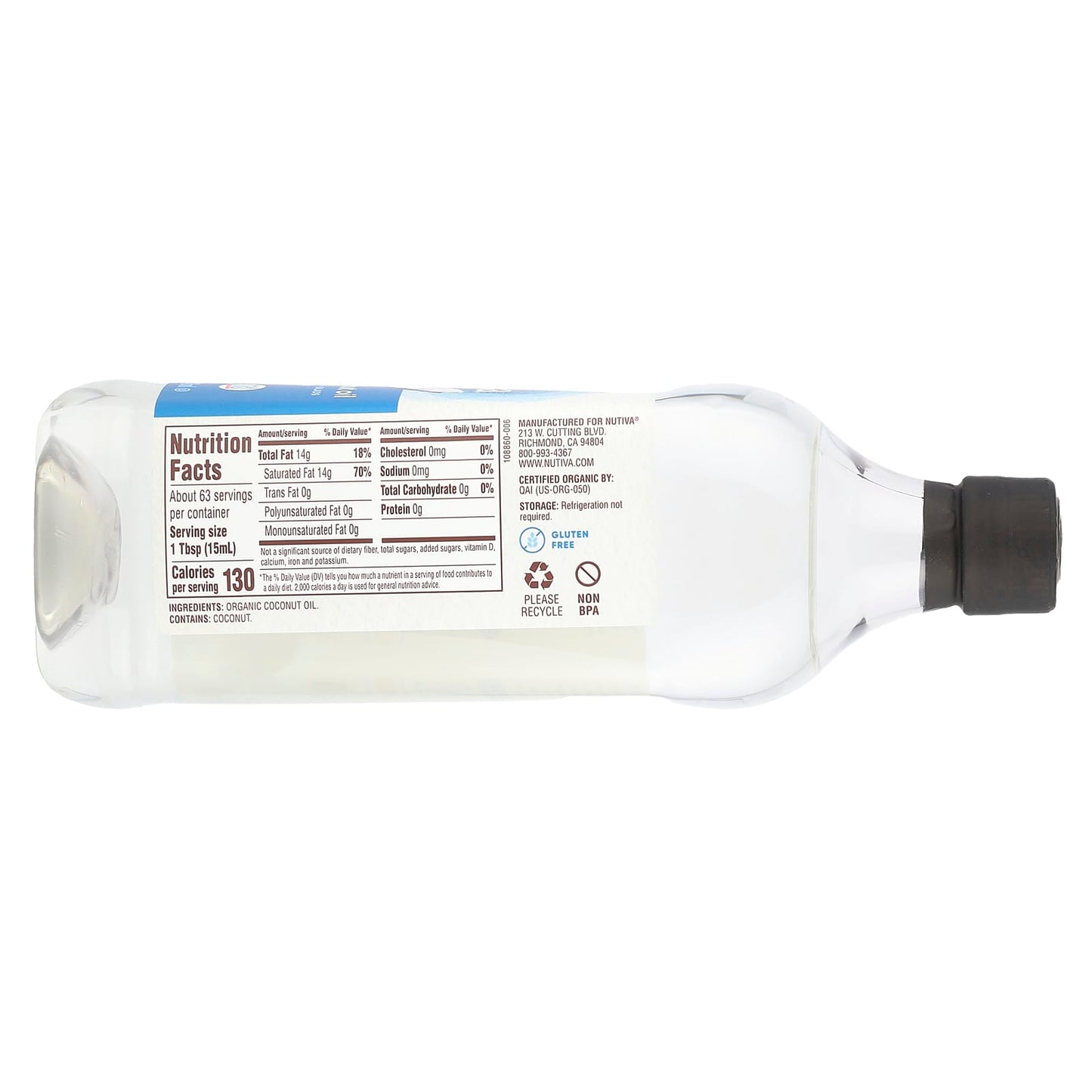 Nutiva, Organic Liquid Coconut Oil, 32 fl oz (946 ml) - Image 2