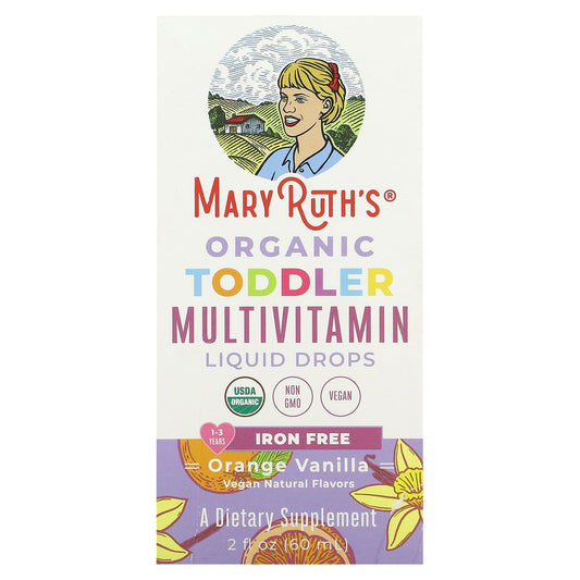 MaryRuth's, Organic Toddler, Multivitamin Liquid Drops, 1-3 Years, Orange Vanilla, 2 fl oz (60 ml) - Image 1