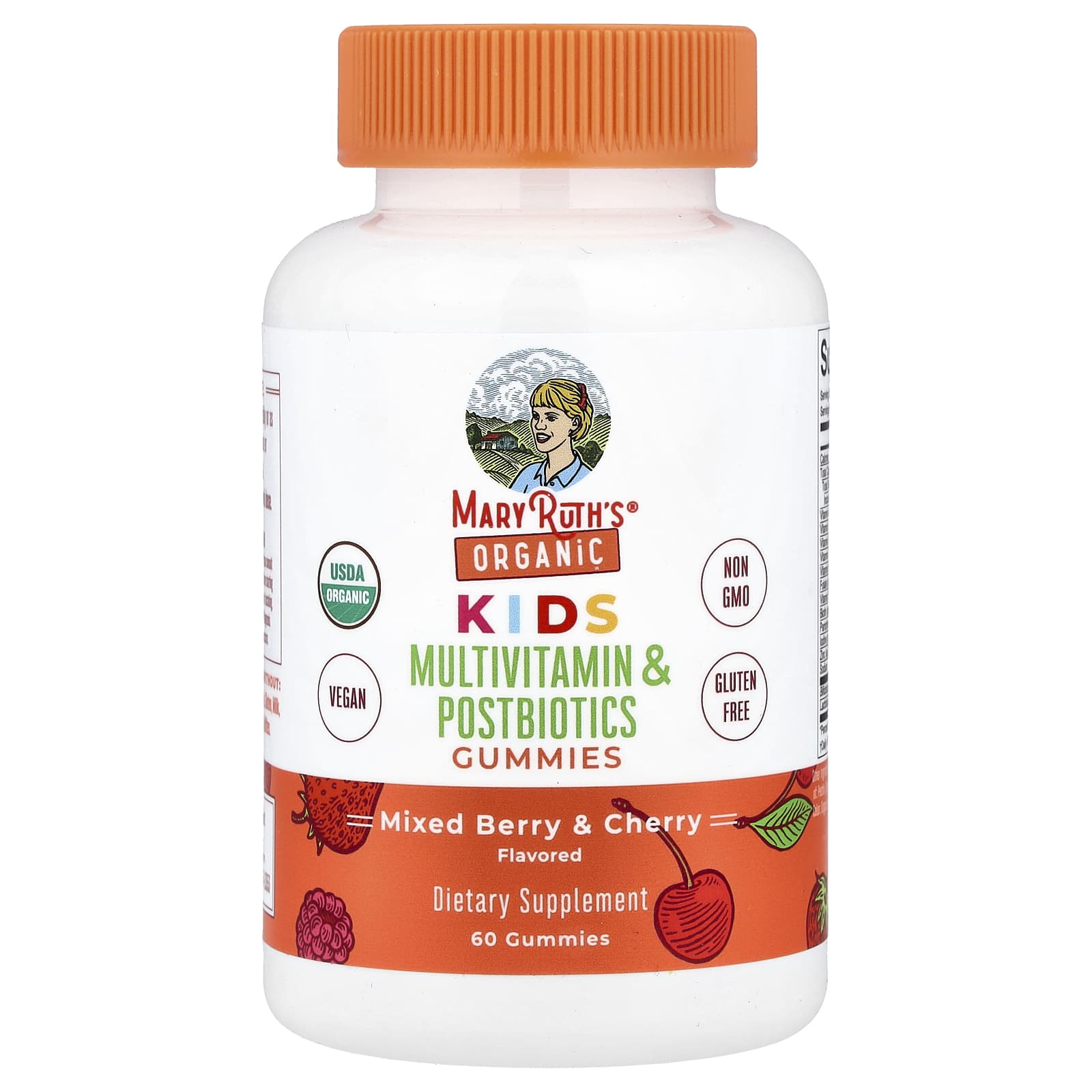MaryRuth's, Organic Kids Multivitamin & Postbiotics Gummies, Mixed Berry & Cherry, 60 Gummies - Image 1