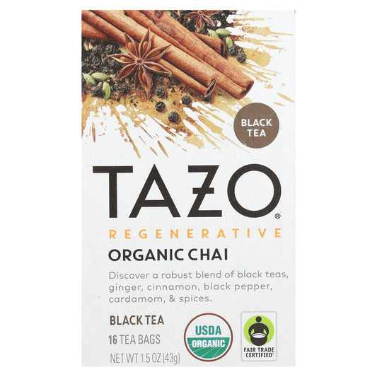 TAZO, Regenerative, Organic Chai, Black Tea, 16 Tea Bags, 1.5 oz (43 g) - Image 1