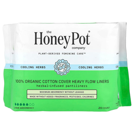 The Honey Pot Company, 100% Organic Cotton Cover Heavy Flow Liners, 20 Count - Image 1
