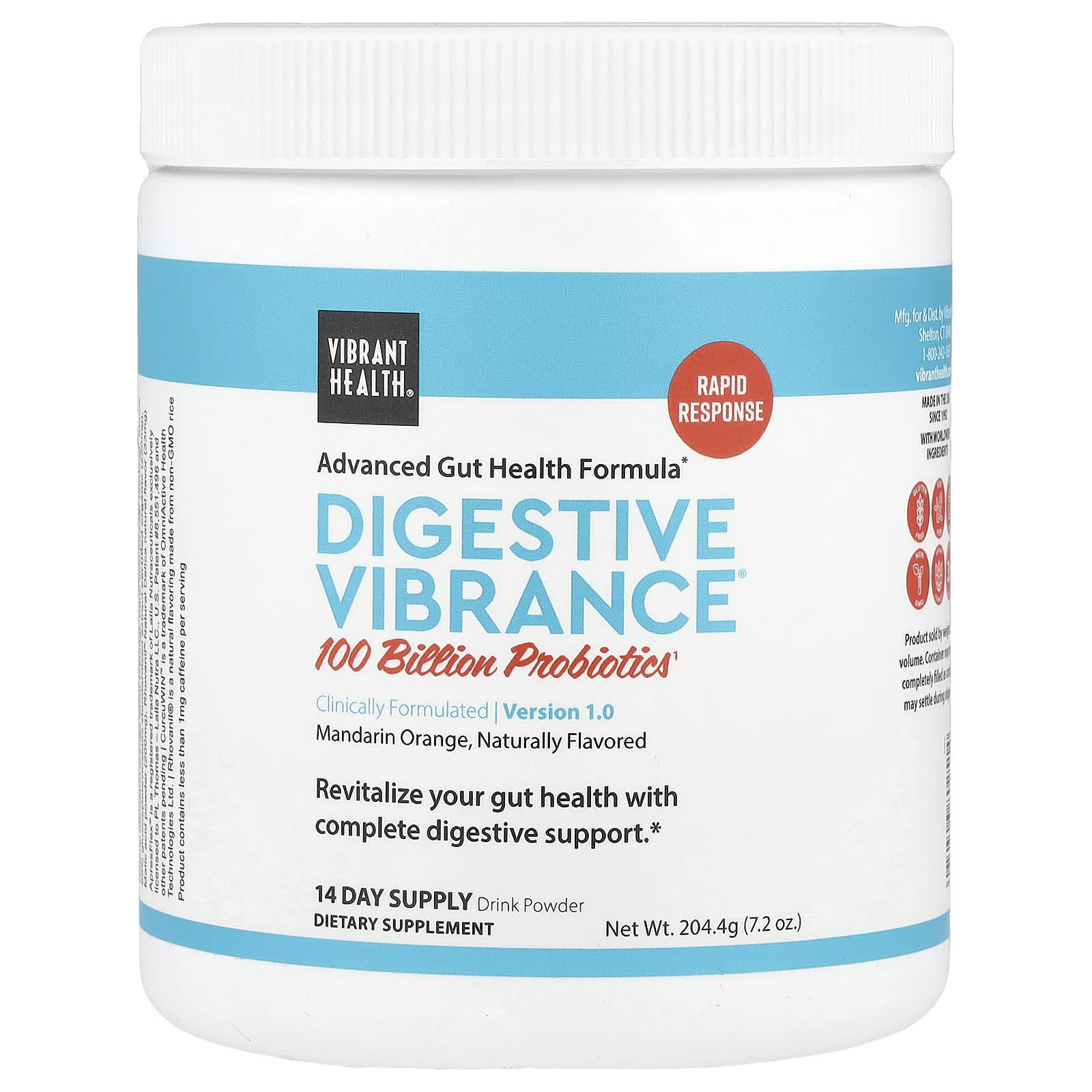 Vibrant Health, Digestive Vibrance, Version 1.0, Mandarin Orange, 7.2 oz (204.4 g) - Image 1