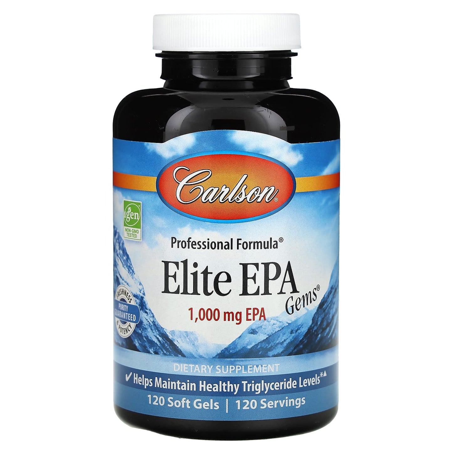 Carlson Elite EPA Gems, 1000mg, 120 Soft Gels for Healthy Triglycerides - Image 1
