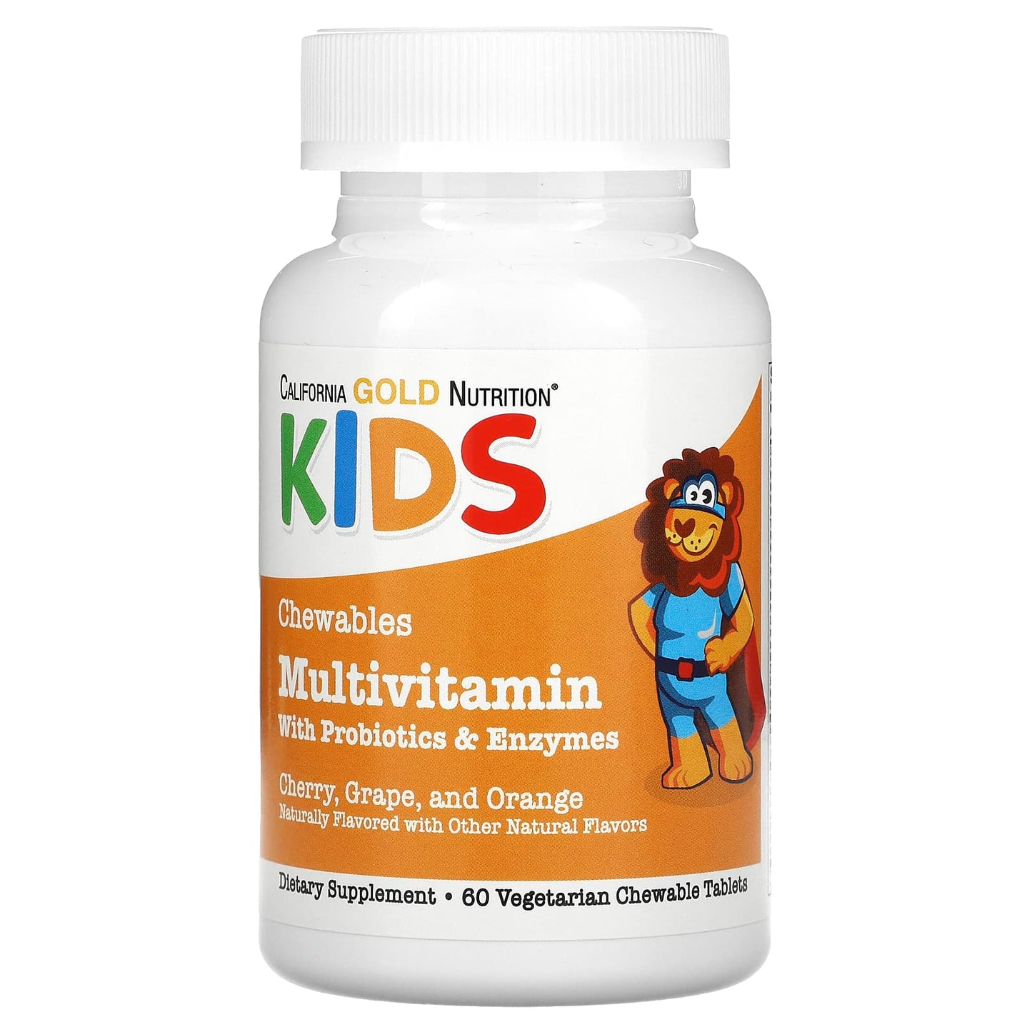 California Gold Nutrition Kids Multivitamin with Probiotics, Chewable Tablets for Children - 60 Tablets - Image 1