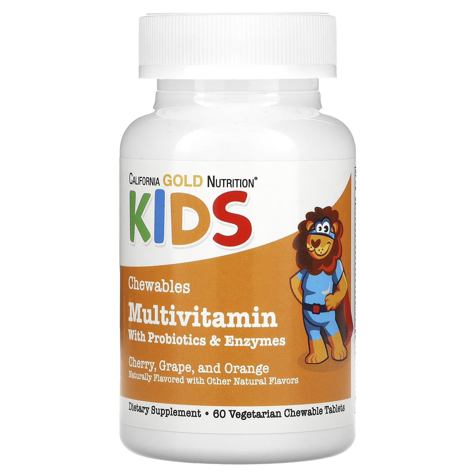 California Gold Nutrition Kids Multivitamin with Probiotics, Chewable Tablets for Children - 60 Tablets - Image 1