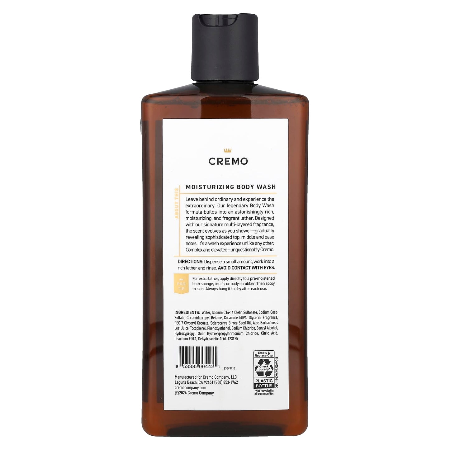 Cremo Bourbon & Oak Body Wash, 16 fl oz - Moisturizing & Fragrant - Image 2