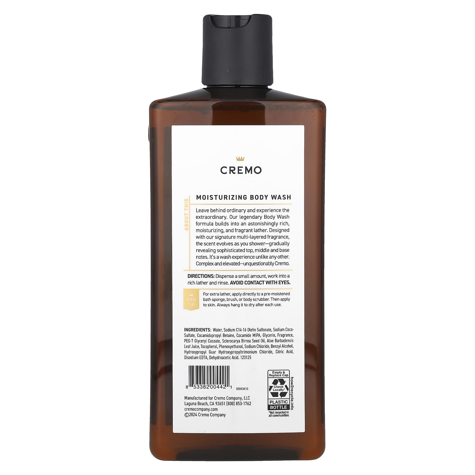 Cremo Bourbon & Oak Body Wash, 16 fl oz - Moisturizing & Fragrant - Image 2
